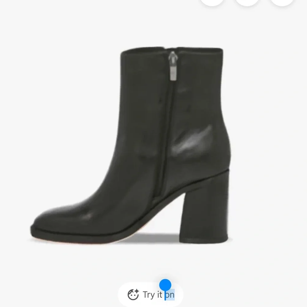 Marc fisher black genuine leather chunk heel  boots 10M